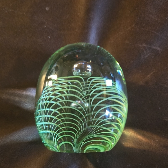Green And Clear and Yellow Mellifori Style Glass Art - Picture 2 of 6
